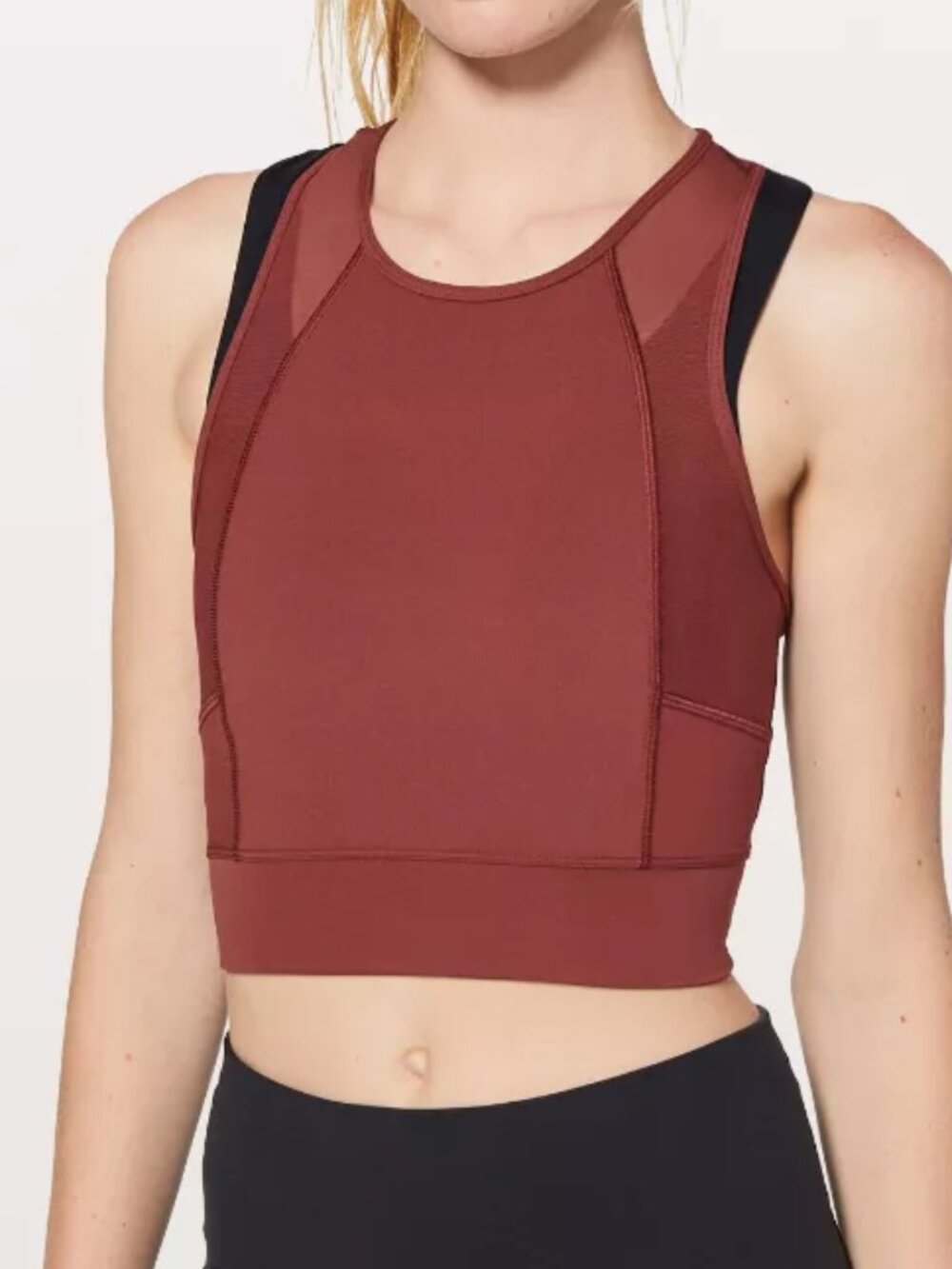 Lululmeon Laser Speed Train Tank Cropped Bra Mesh Panel 6